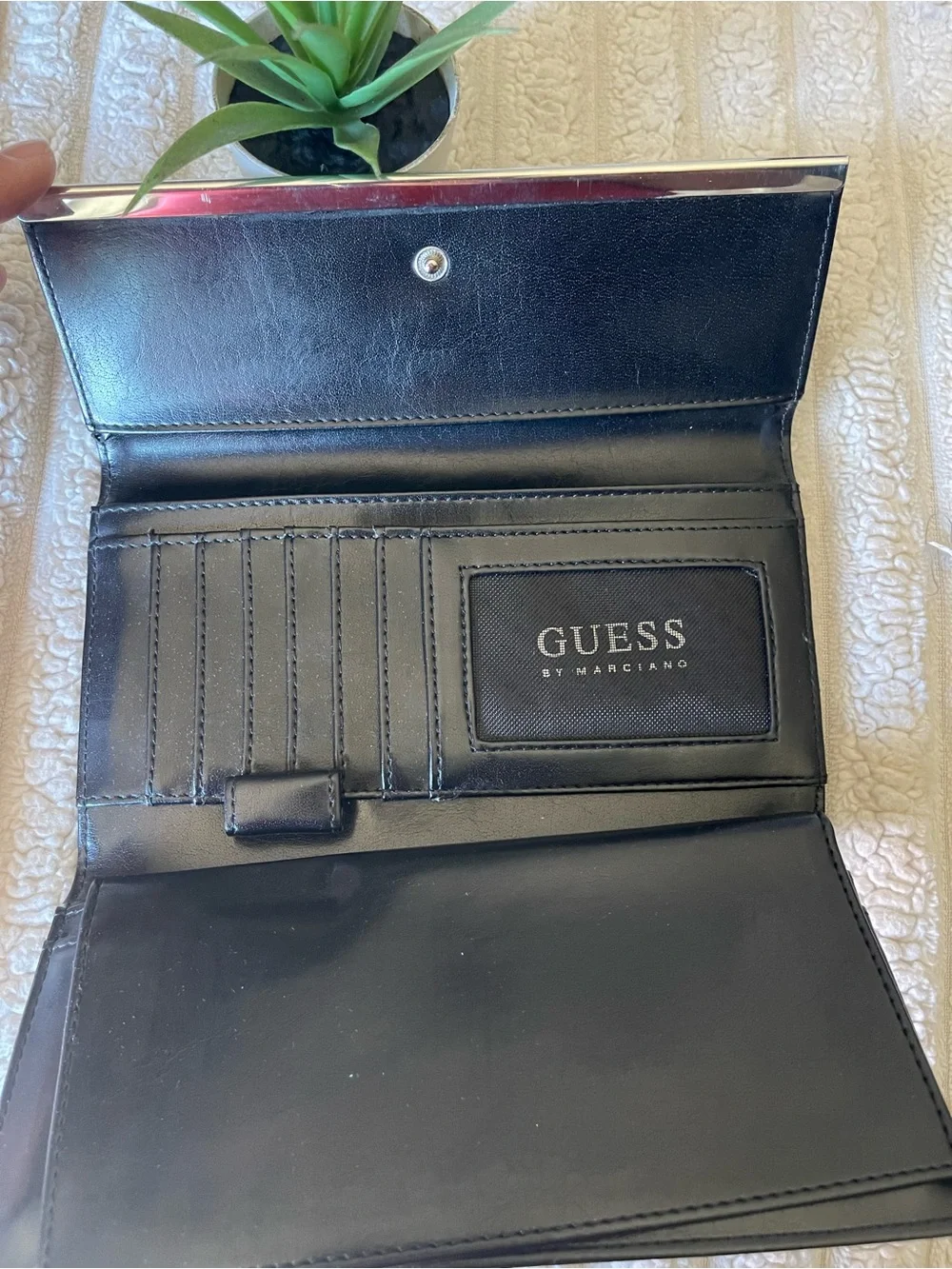 Guess Black Wallet with Gold Trim